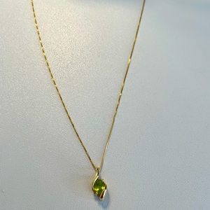 14K chain with green semi-precious stone